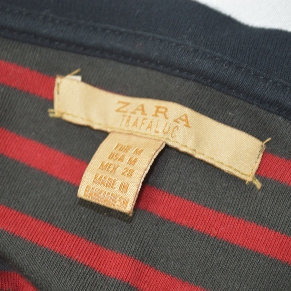 Zara Truflac Womens Grey & Red Striped L/S T-Shirt - Picture 3 of 3